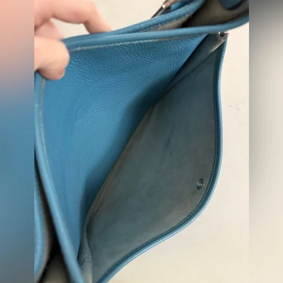 Hermes Evelyne Bag Gen III Clemence PM Blue ~ Beautiful Preloved Condition - Picture 11 of 14